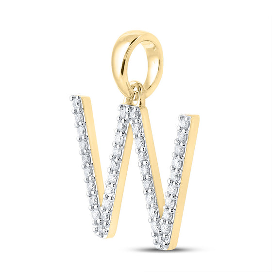 14k Yellow Gold Womens Round Diamond W Initial Letter Pendant 1/4 Cttw