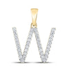 14k Yellow Gold Womens Round Diamond W Initial Letter Pendant 1/4 Cttw