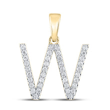  14k Yellow Gold Womens Round Diamond W Initial Letter Pendant 1/4 Cttw