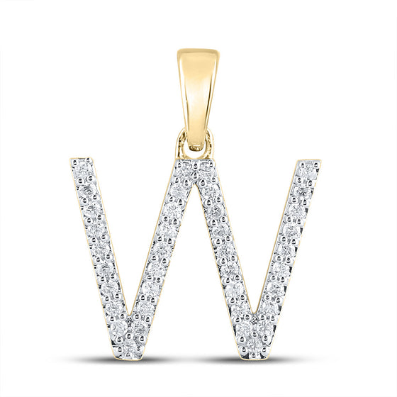 14k Yellow Gold Womens Round Diamond W Initial Letter Pendant 1/4 Cttw