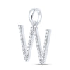 14k White Gold Womens Round Diamond W Initial Letter Pendant 1/4 Cttw