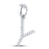 14k White Gold Womens Round Diamond Y Initial Letter Pendant 1/8 Cttw