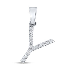  14k White Gold Womens Round Diamond Y Initial Letter Pendant 1/8 Cttw