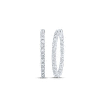  14k White Gold Womens Round Diamond Inside Outside Hoop Earrings 1-1/2 Cttw