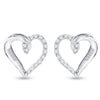 10k White Gold Womens Round Diamond Heart Earrings 1/6 Cttw