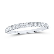  14k White Gold Womens Round Diamond Single Row Band Ring 1/2 Cttw