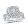 14k White Gold Princess Diamond Halo Bridal Wedding Ring Band Set 2 Cttw