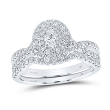  14k White Gold Oval Diamond Halo Bridal Wedding Ring Band Set 1 Cttw