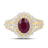 14k Yellow Gold Womens Oval Ruby Solitaire Diamond Fashion Ring 2-3/8 Cttw