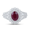 14k White Gold Womens Oval Ruby Solitaire Diamond Fashion Ring 2 Cttw