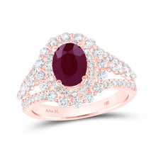  14k Rose Gold Womens Oval Ruby Diamond Solitaire Ring 2-1/2 Cttw