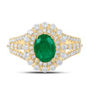 14k Yellow Gold Womens Oval Emerald Solitaire Diamond Fashion Ring 1-7/8 Cttw