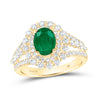 14k Yellow Gold Womens Oval Emerald Solitaire Diamond Fashion Ring 1-7/8 Cttw