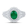14k White Gold Womens Oval Emerald Solitaire Diamond Fashion Ring 1-7/8 Cttw