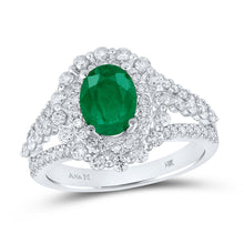  14k White Gold Womens Oval Emerald Solitaire Diamond Fashion Ring 1-7/8 Cttw