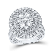  14k White Gold Round Diamond Cluster Bridal Wedding Engagement Ring 3 Cttw