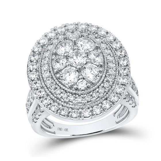 14k White Gold Round Diamond Cluster Bridal Wedding Engagement Ring 3 Cttw
