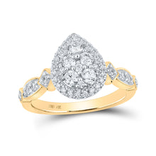  14k Yellow Gold Round Diamond Cluster Bridal Wedding Engagement Ring 3/4 Cttw