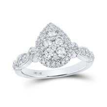  14k White Gold Round Diamond Teardrop Bridal Wedding Engagement Ring 3/4 Cttw