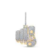  10k Yellow Gold Mens Baguette Diamond Finger Point Charm Pendant 1-3/4 Cttw