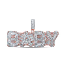  10k Two-tone Gold Mens Baguette Diamond BABY Phrase Charm Pendant 6 Cttw