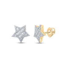  10k Yellow Gold Womens Baguette Diamond Star Earrings 1/2 Cttw