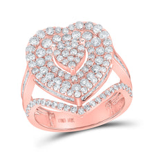  10k Rose Gold Womens Round Diamond Heart Ring 2-1/3 Cttw