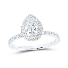  14k White Gold Pear Diamond Halo Bridal Wedding Engagement Ring 1-1/4 Cttw