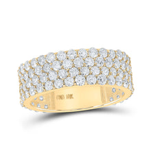  10k Yellow Gold Mens Round Diamond 4-Row Band Ring 4-1/4 Cttw