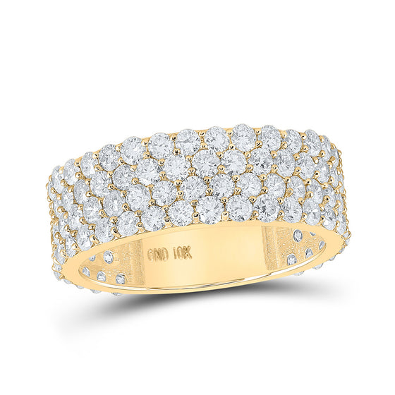 10k Yellow Gold Mens Round Diamond 4-Row Band Ring 4-1/4 Cttw