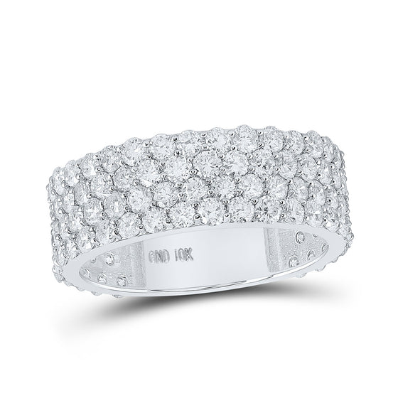 10k White Gold Mens Round Diamond 4-Row Band Ring 4-1/4 Cttw
