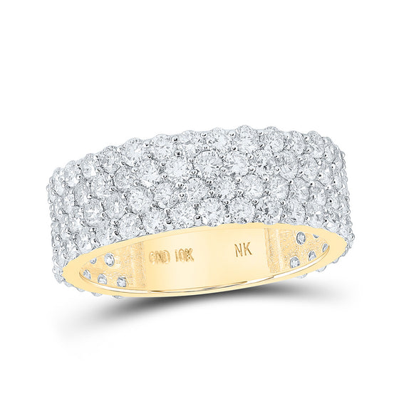 10k Yellow Gold Mens Round Diamond 4-Row Band Ring 4-1/4 Cttw