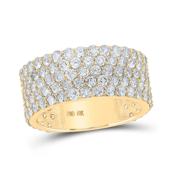 10k Yellow Gold Mens Round Diamond 5-Row Band Ring 5-3/8 Cttw