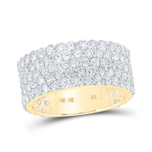  10k Yellow Gold Mens Round Diamond 5-Row Band Ring 5-3/8 Cttw
