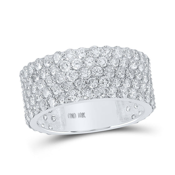 10k White Gold Mens Round Diamond 5-row Pave Band Ring 5 Cttw