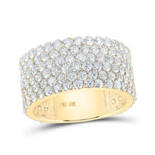  10k Yellow Gold Mens Round Diamond 6-Row Pave Band Ring 6-1/2 Cttw