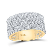  10k Yellow Gold Mens Round Diamond 6-Row Band Ring 6-1/2 Cttw