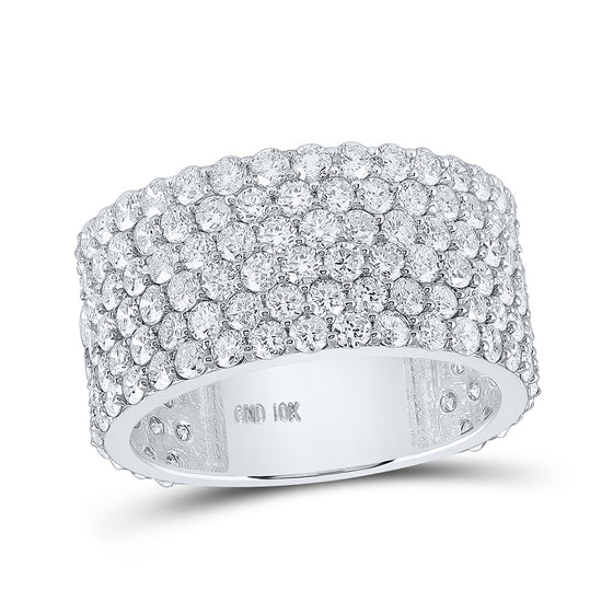 10k White Gold Mens Round Diamond 6-Row Pave Band Ring 6-1/2 Cttw