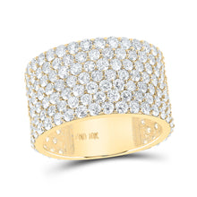  10k Yellow Gold Mens Round Diamond 7-Row Band Ring 7-1/2 Cttw