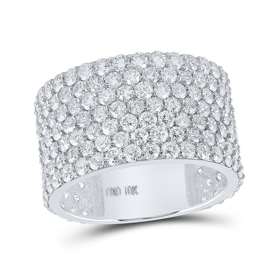 10k White Gold Mens Round Diamond Pave 7-Row Band Ring 7-1/2 Cttw