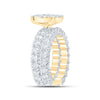 10k Yellow Gold Round Diamond Halo Bridal Wedding Ring Band Set 5-7/8 Cttw