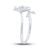 10k White Gold Womens Round Diamond Flower Band Ring 1/12 Cttw