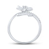 10k White Gold Womens Round Diamond Flower Band Ring 1/12 Cttw