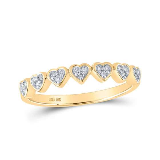 10k Yellow Gold Womens Round Diamond Heart Ring 1/8 Cttw