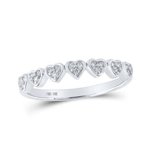  10k White Gold Womens Round Diamond Heart Ring 1/8 Cttw