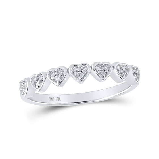10k White Gold Womens Round Diamond Heart Ring 1/8 Cttw