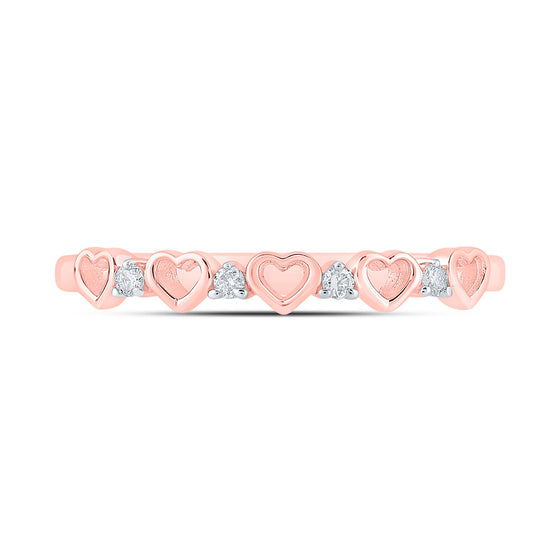 10k Rose Gold Womens Round Diamond Heart Ring 1/20 Cttw
