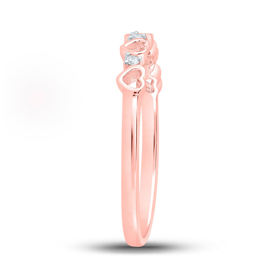 10k Rose Gold Womens Round Diamond Heart Ring 1/20 Cttw