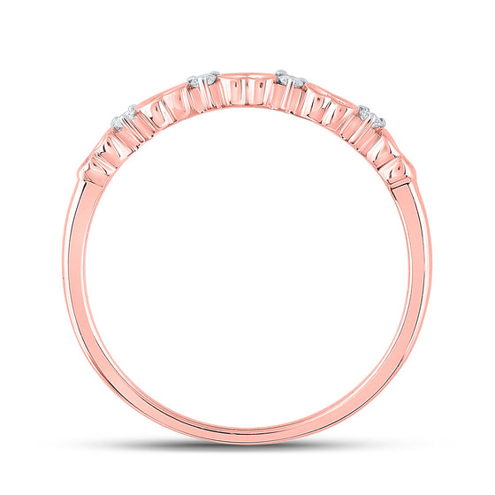 10k Rose Gold Womens Round Diamond Heart Ring 1/20 Cttw