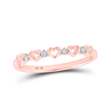  10k Rose Gold Womens Round Diamond Heart Ring 1/20 Cttw